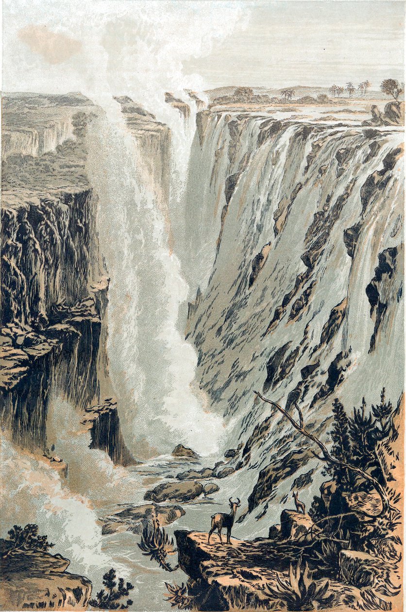 Wodospady Wiktorii, Afryka, oglądane od wschodu, 1866 autorstwa Unbekannt