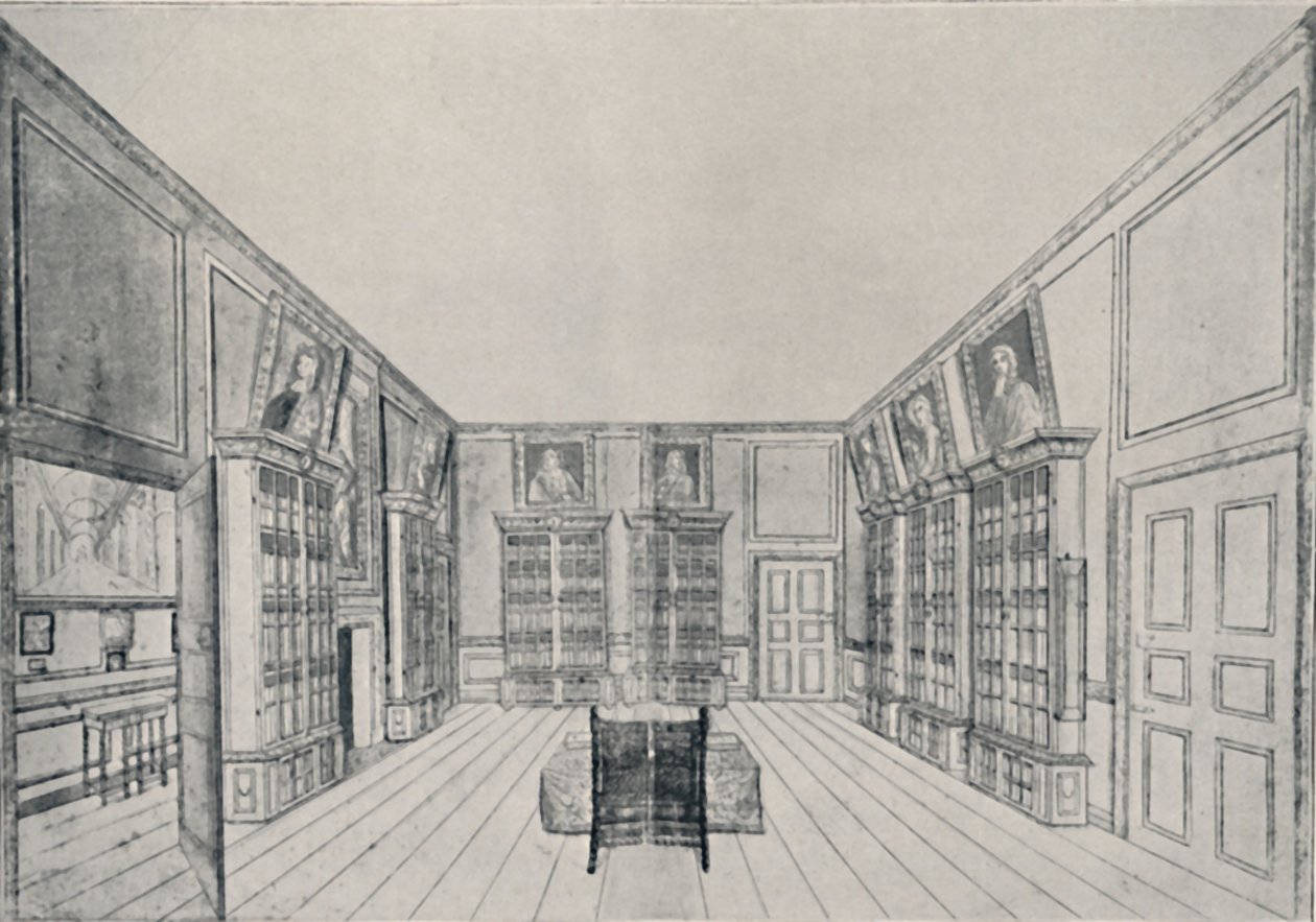 Widok patrząc do wnętrza Biblioteki Samuela Pepysa w budynku York, 1928 autorstwa Unbekannt