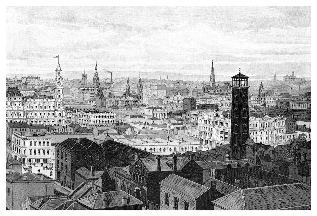 Widok z kopuły sądu, Melbourne, Victoria, Australia, 1886 autorstwa Unbekannt