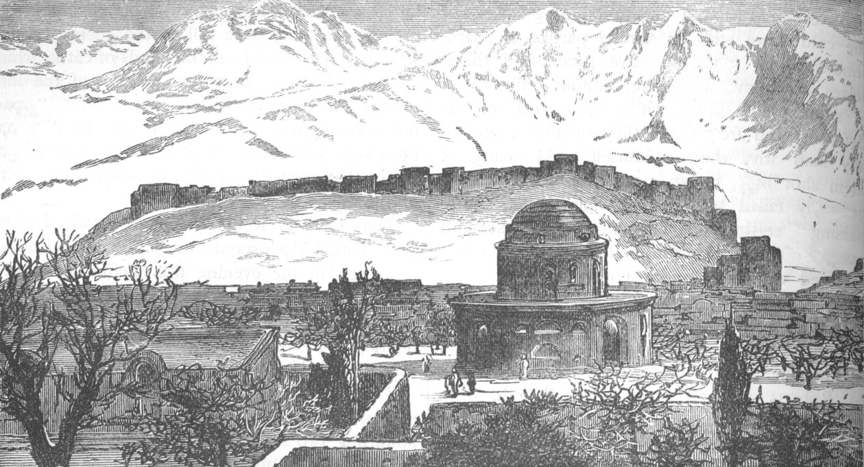 Widok w Kabulu: Bala Hissar i część miasta z Deh Afghan, ok. 1880 r. autorstwa Unbekannt