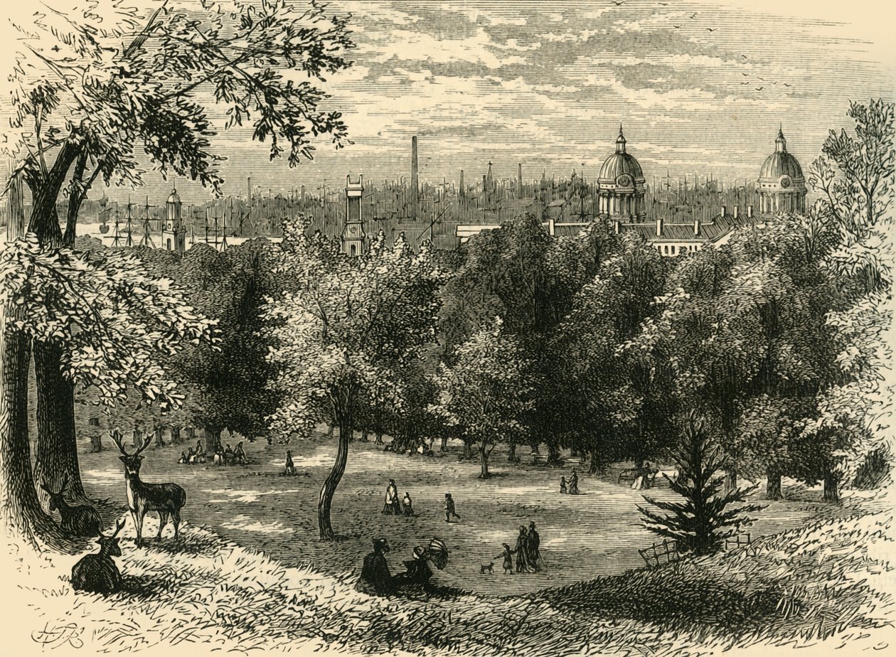 Widok w Greenwich Park, ok. 1878 r. autorstwa Unbekannt