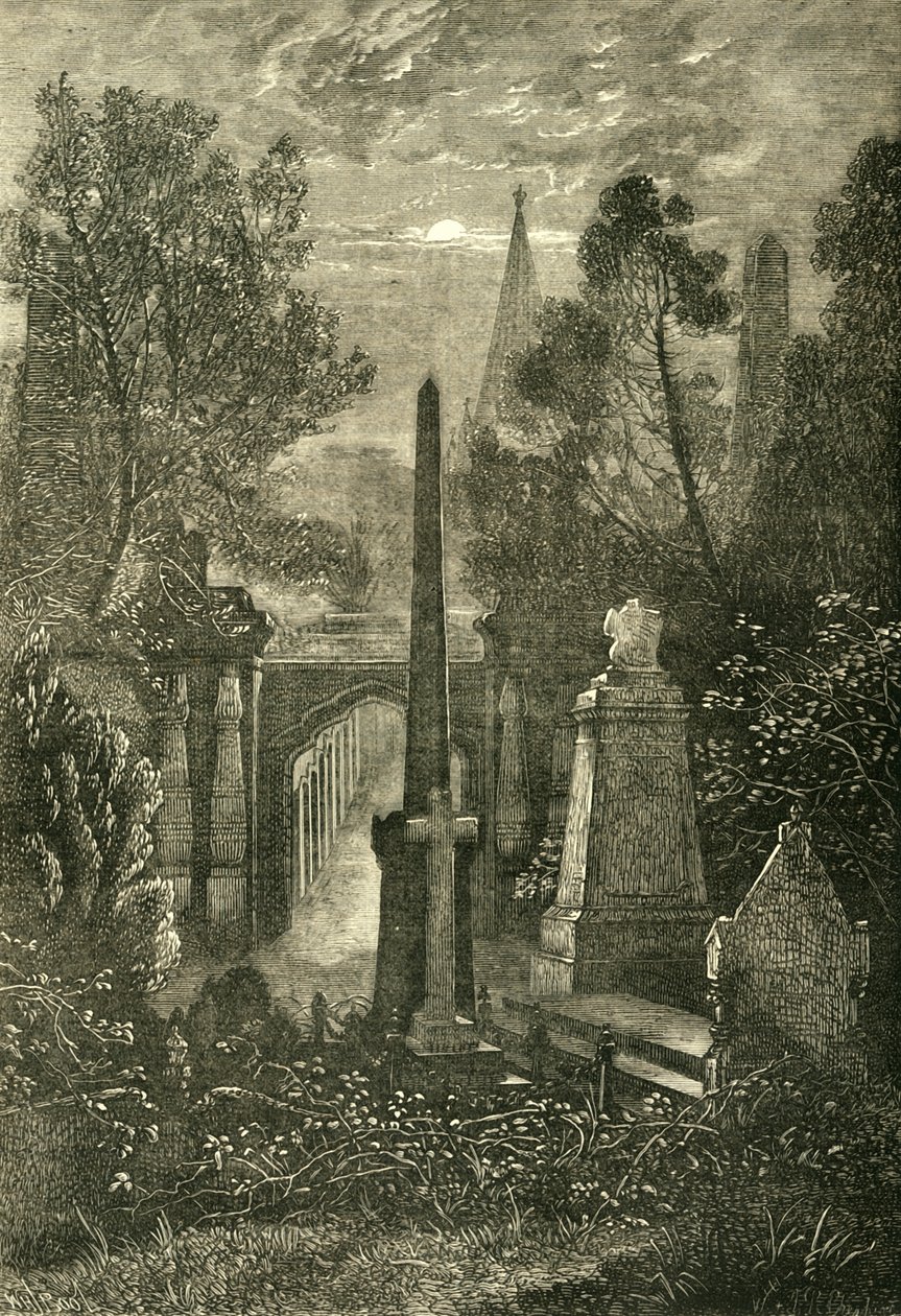 Widok na cmentarzu Highgate, ok. 1876 r. autorstwa Unbekannt