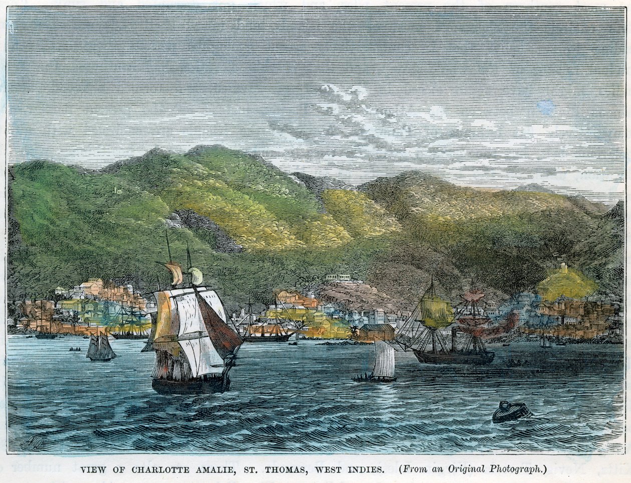 Widok Charlotte Amalie, St Thomas, Indie Zachodnie, ok. 1880 r. autorstwa Unbekannt