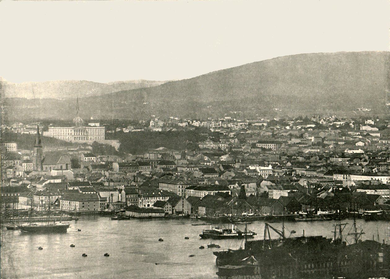 Widok Christianii, Oslo, Norwegia, 1895. autorstwa Unbekannt