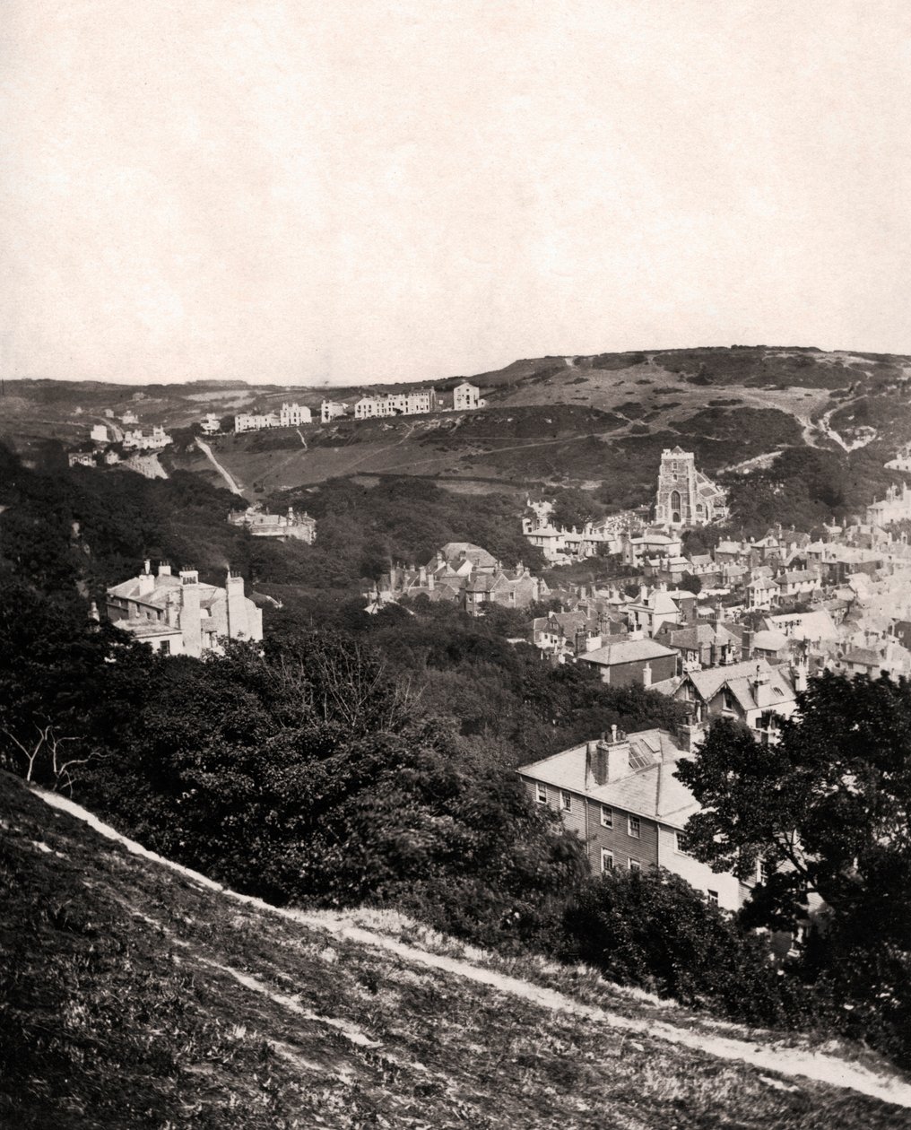 Widok Hastings z East Hill, Sussex, ok. 1900 autorstwa Unbekannt