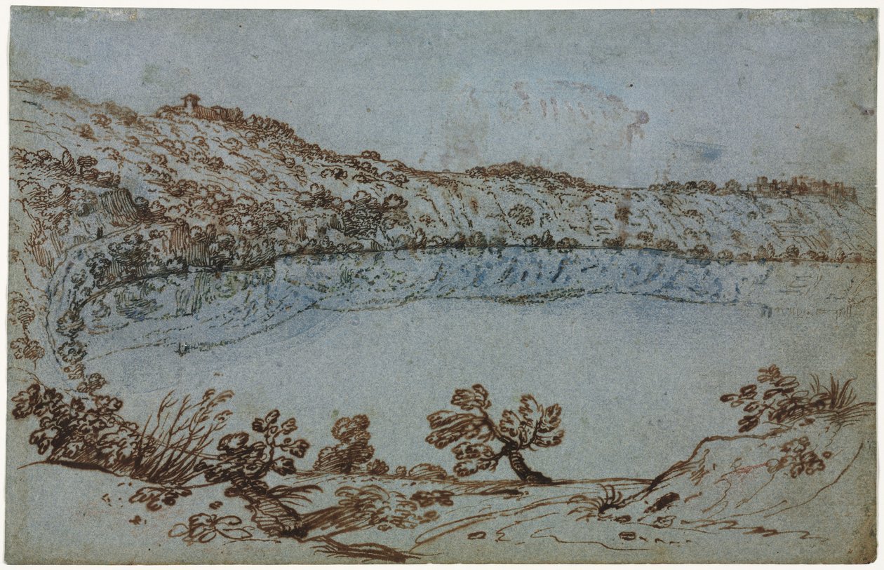 Widok na jezioro Nemi, ok. godz. 1650. autorstwa Unbekannt