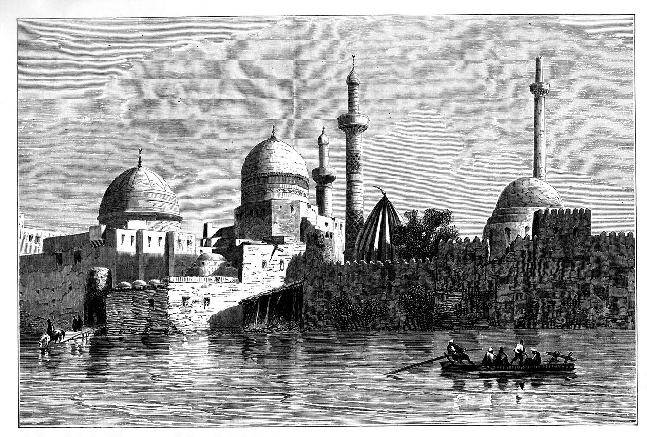 Widok Mosulu z rzeki Tygrys, Irak, ok. 1890 r. autorstwa Unbekannt
