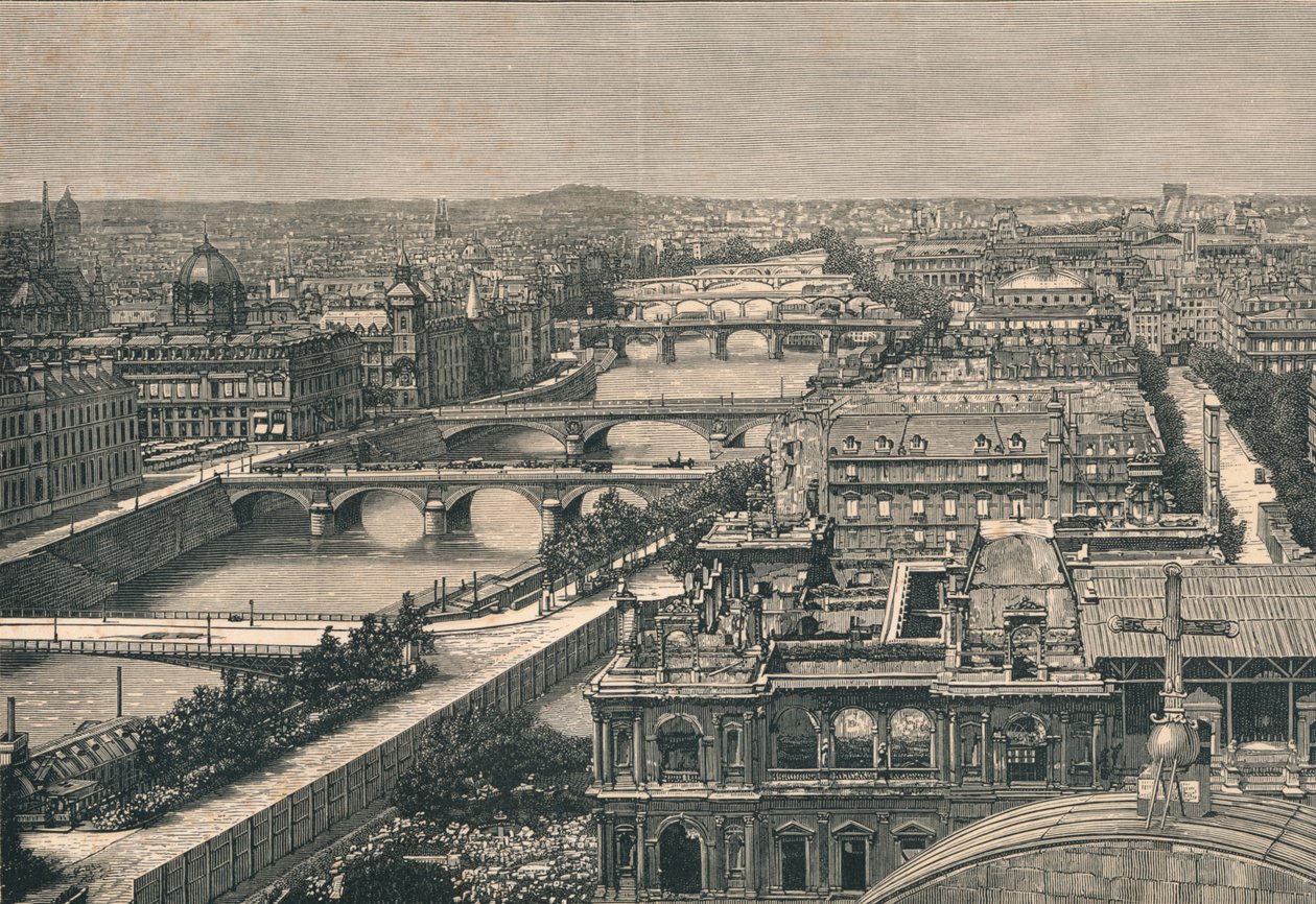 Widok Paryża, ukazujący siedem mostów, 1882 autorstwa Unbekannt