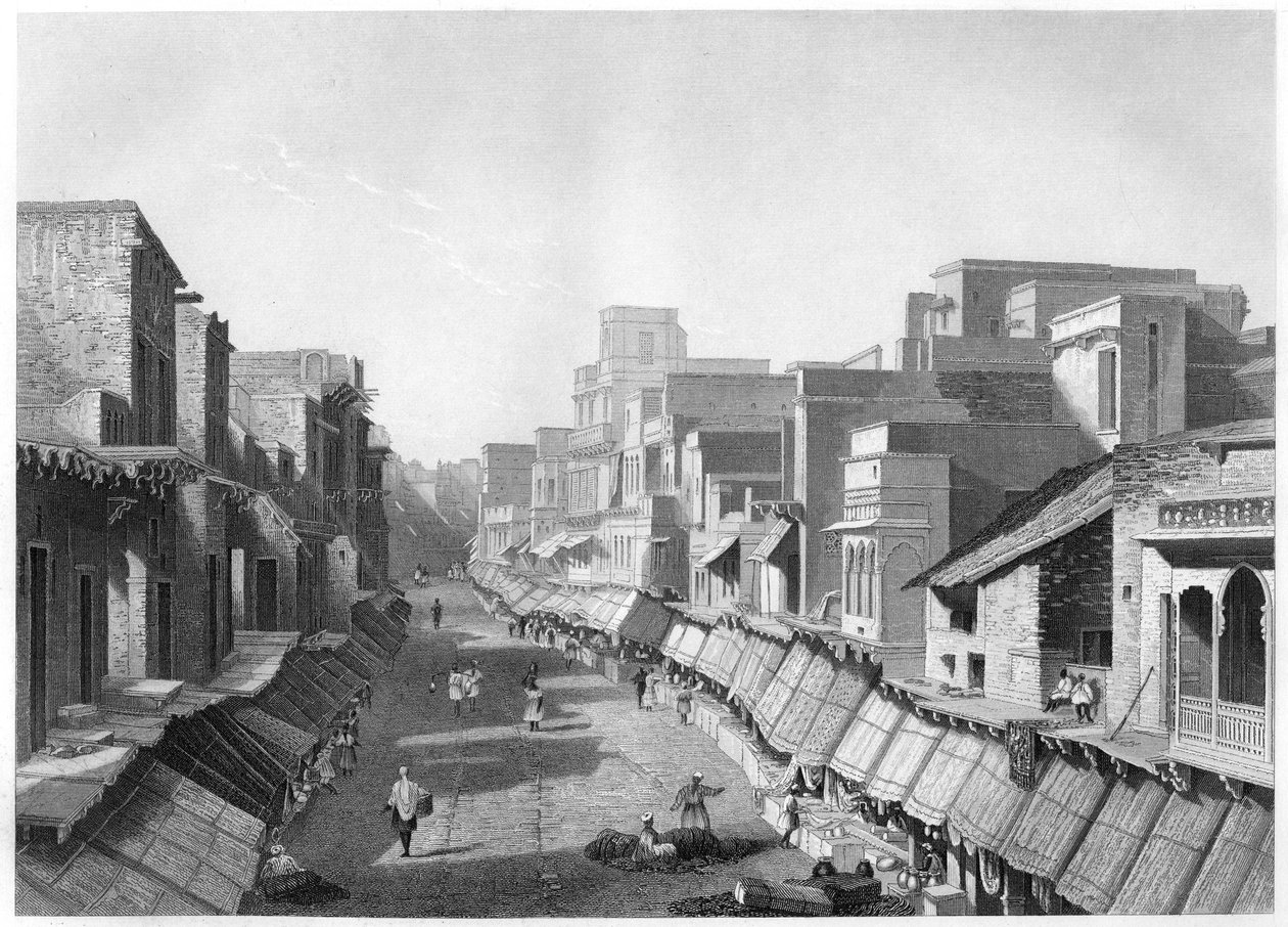 Widok na główną ulicę, Agra, c1860 autorstwa Unbekannt