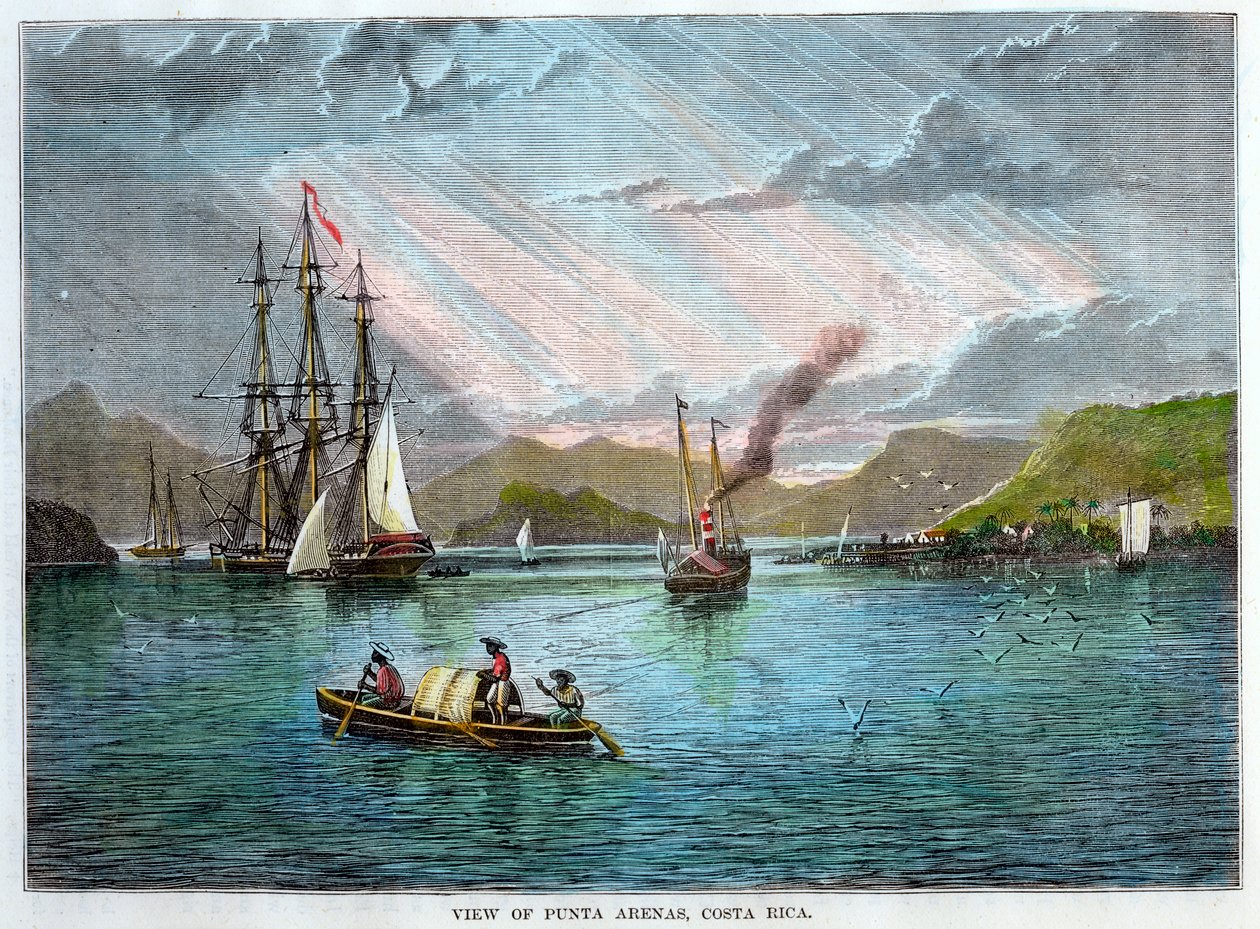 Widok na Punta Arenas, Kostaryka, ok. 1880 r. autorstwa Unbekannt