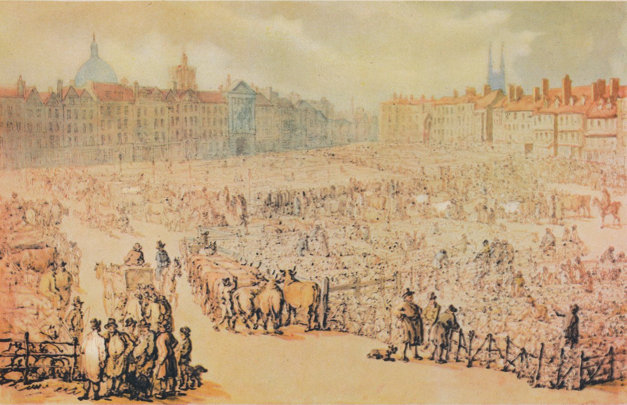 Widok na rynek Smithfield, Londyn, 1810 autorstwa Unbekannt