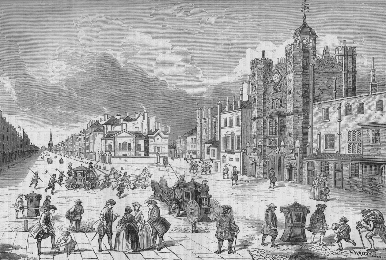 Widok Pałacu św. Jakuba, Westminster, Londyn, w czasach królowej Anny, ok. 1710 1878 r. autorstwa Unbekannt
