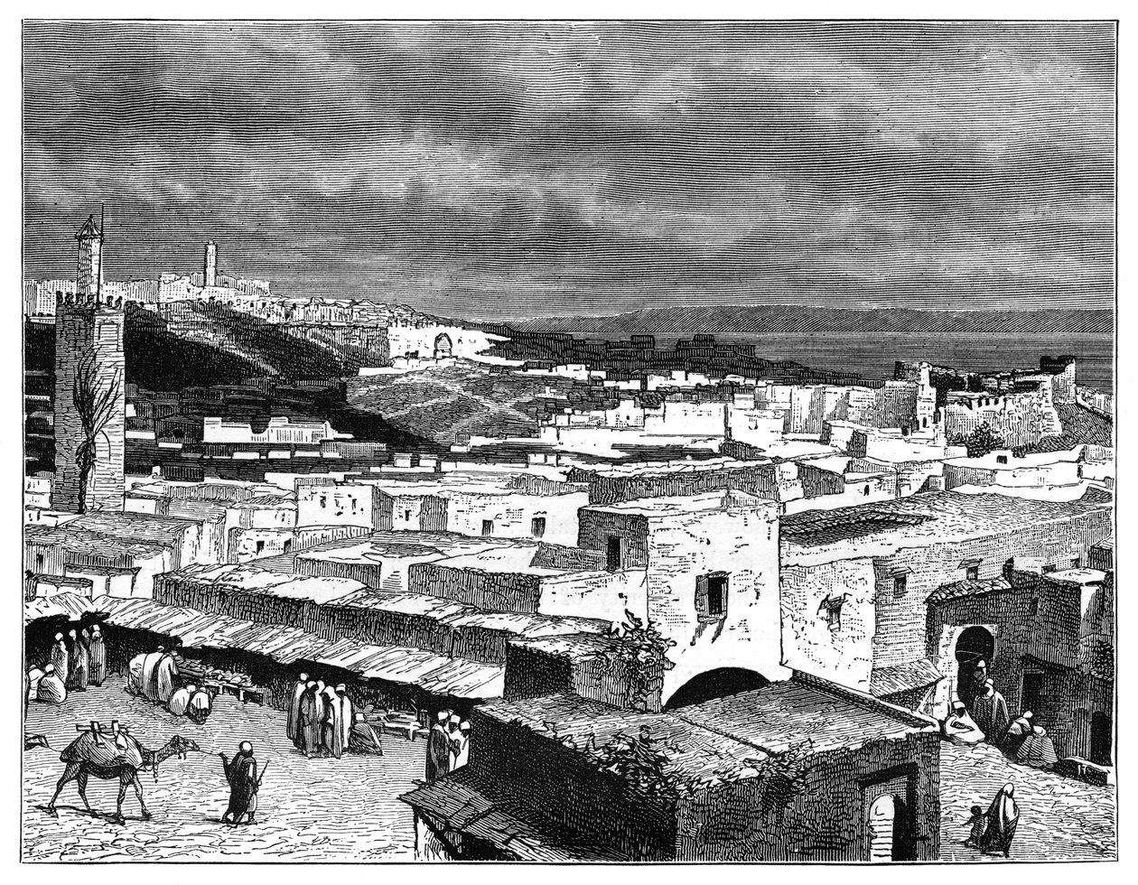 Widok na Tanger, Maroko, od strony lądu, ok. 1890 r. autorstwa Unbekannt