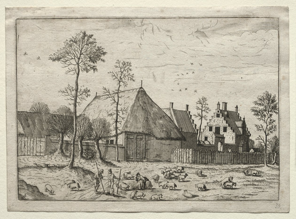 Widok wiosek w Brabancji i Campine: Pasterze ze trzodą, ok. godz. 1559. autorstwa Unbekannt