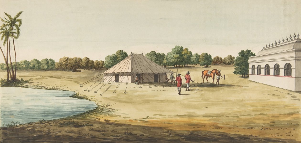 Widok na Chaudezie we wnętrzu namiotu angielskiego podróżnika, ok. godz. 1828-30. autorstwa Unbekannt