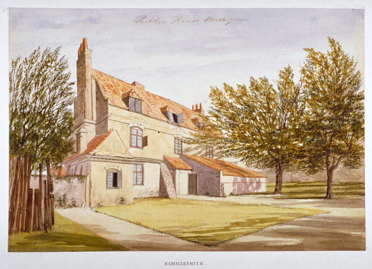 Widok domu publicznego, Brook Green, Hammersmith, Londyn, ok. 1820 r. autorstwa Unbekannt
