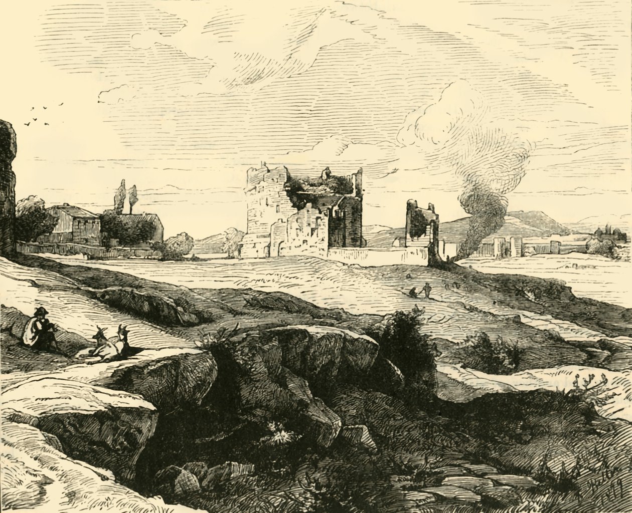 Widok na Campagna z Via Appia, 1890. autorstwa Unbekannt