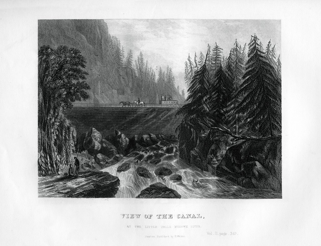Widok na kanał, nad rzeką Little Falls Mohawk, stan Nowy Jork, 1855 autorstwa Unbekannt