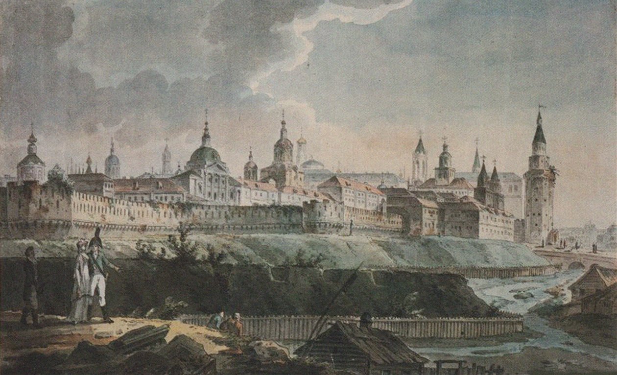 Widok na Kitaj-gorod z ruin pralni armatnich, początek XIX w autorstwa Unbekannt