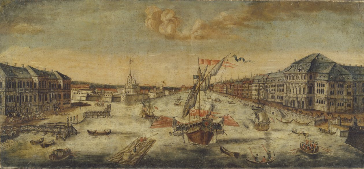 Widok na brzeg rzeki Newy, 1753 autorstwa Unbekannt