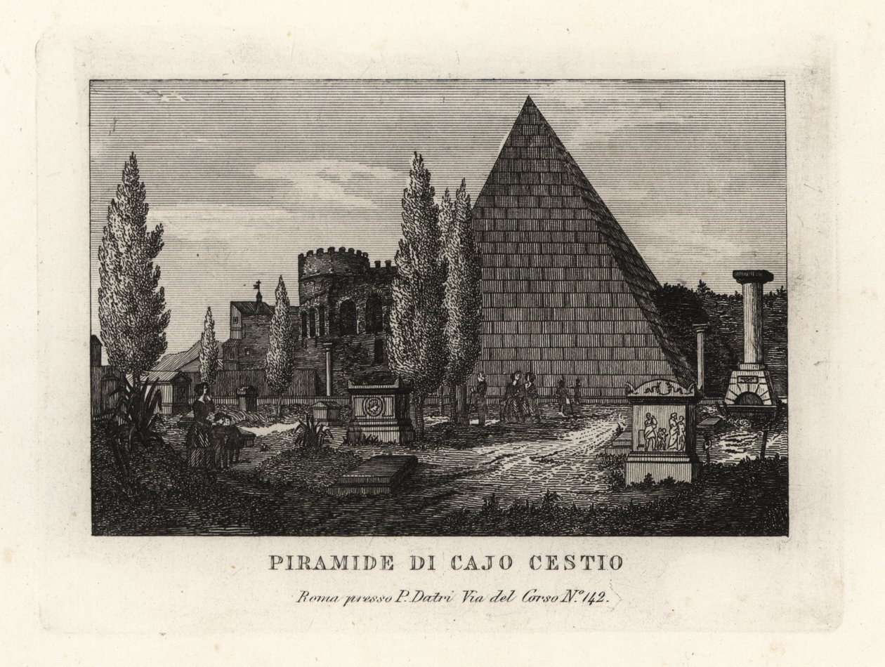 Widok Piramidy Cestiusza, Piramide di Caio Cestio, Rzym autorstwa Unbekannt