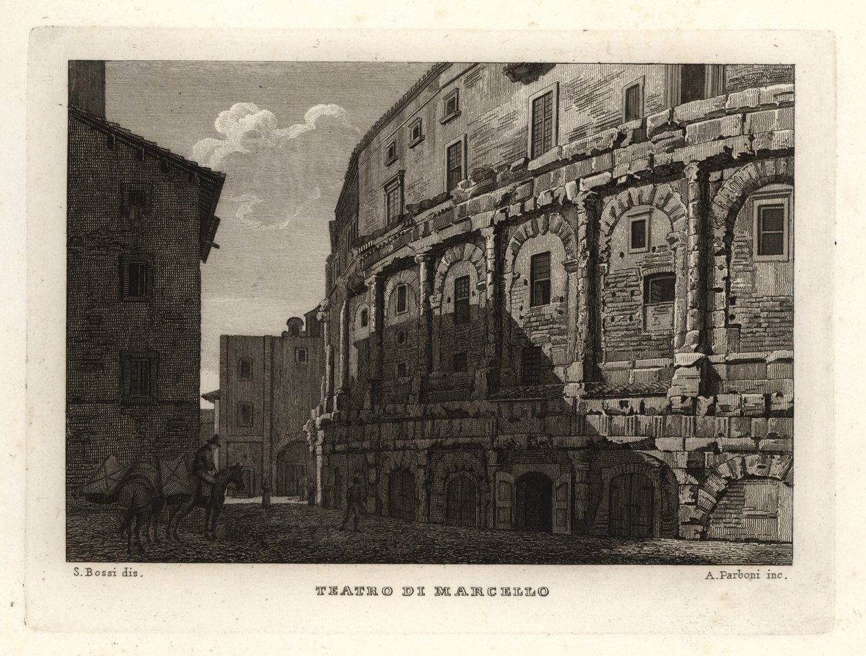 Widok Teatru Marcellusa, Teatro di Marcello, Rzym autorstwa Unbekannt