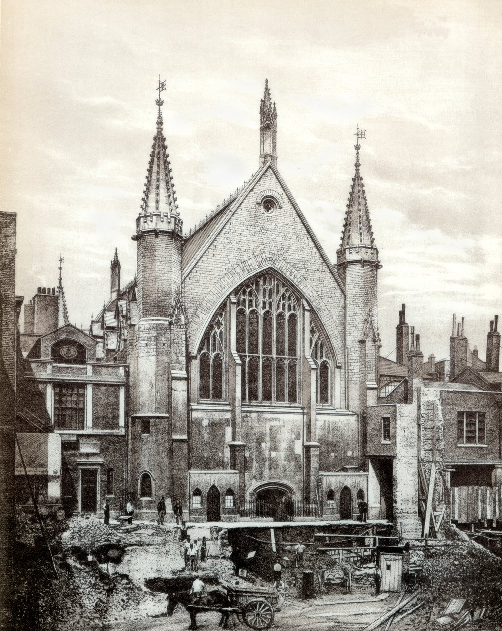 Widok na wschodni kraniec Guildhall i Starej Biblioteki, City of London, 1886 autorstwa Unbekannt