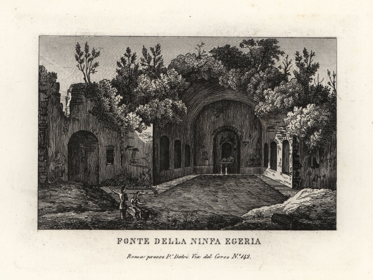 Widok na wiosnę nimfy Egeria, Egeria nympheum, Ninfeo d