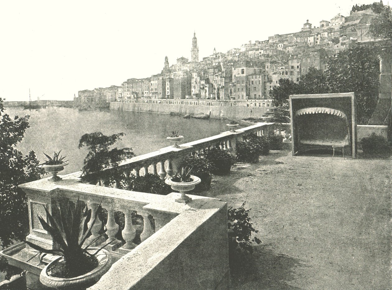 Widok miasta od strony zatoki, Menton, Francja, 1895. autorstwa Unbekannt