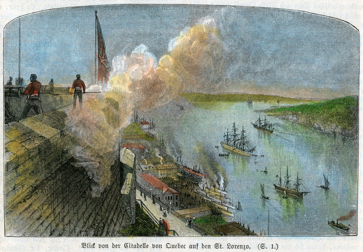 Widok na rzekę Świętego Wawrzyńca z cytadeli w Quebecu w Kanadzie, ok. 1875 r. autorstwa Unbekannt