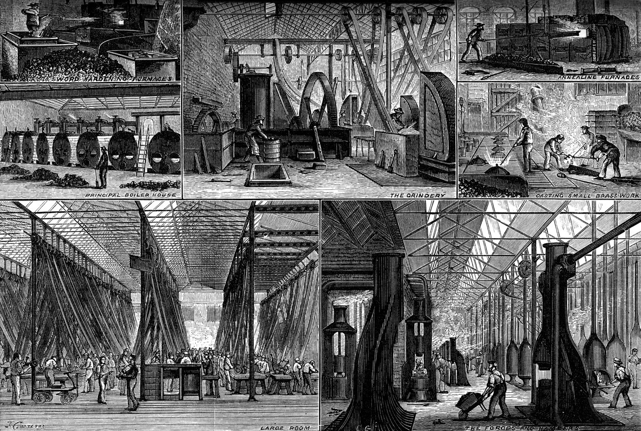 Widoki w Królewskiej Fabryce Broni Strzeleckiej, Enfield, ok. 1880 r. autorstwa Unbekannt