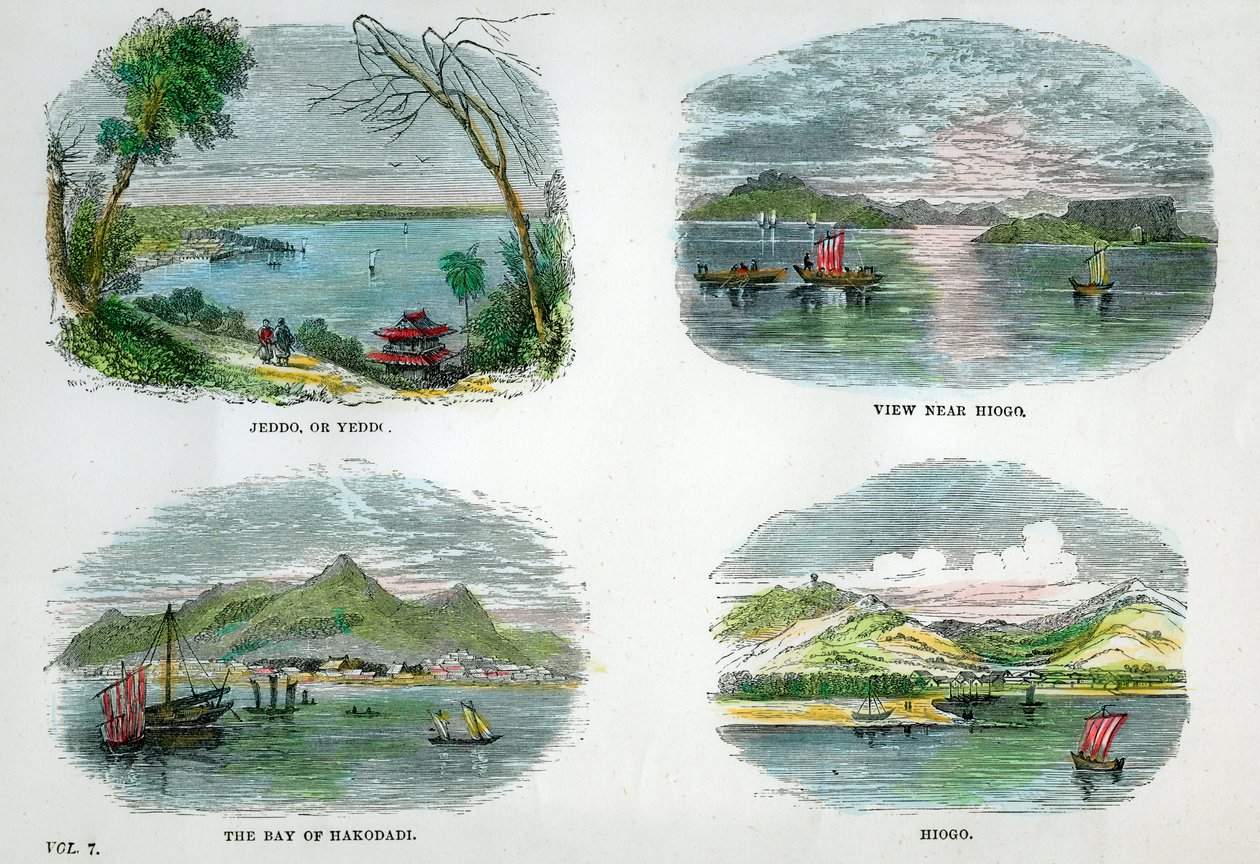 Widoki na główne miasta i porty Japonii, ok. 1880 autorstwa Unbekannt