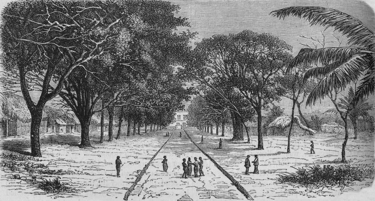 Wioska na zachodnim wybrzeżu Afryki, ok. 1880 autorstwa Unbekannt