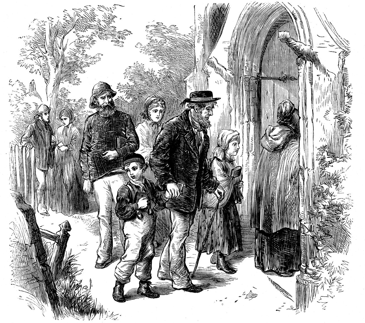 Wieśniacy chodzą do kościoła w niedzielę, Londyn, 1872 r. autorstwa Unbekannt