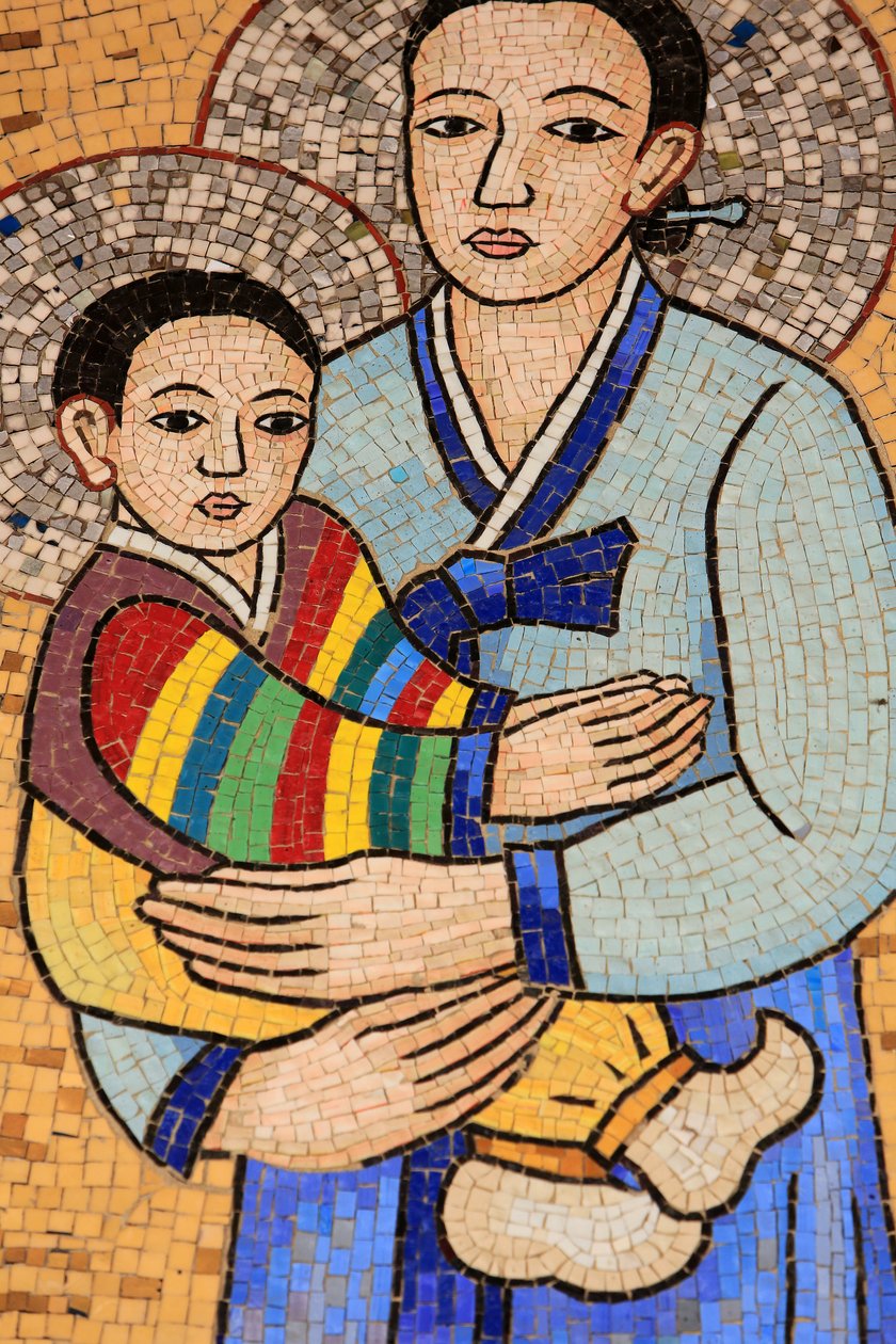 Dziewica i dziecko. Korea. Bazylika Zwiastowania, Nazaret, Izrael autorstwa Unbekannt