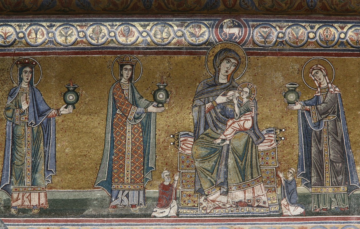 Mozaika Matki Boskiej z Dzieciątkiem w kościele Santa Maria in Trastevere, Rzym, Italie autorstwa Unbekannt