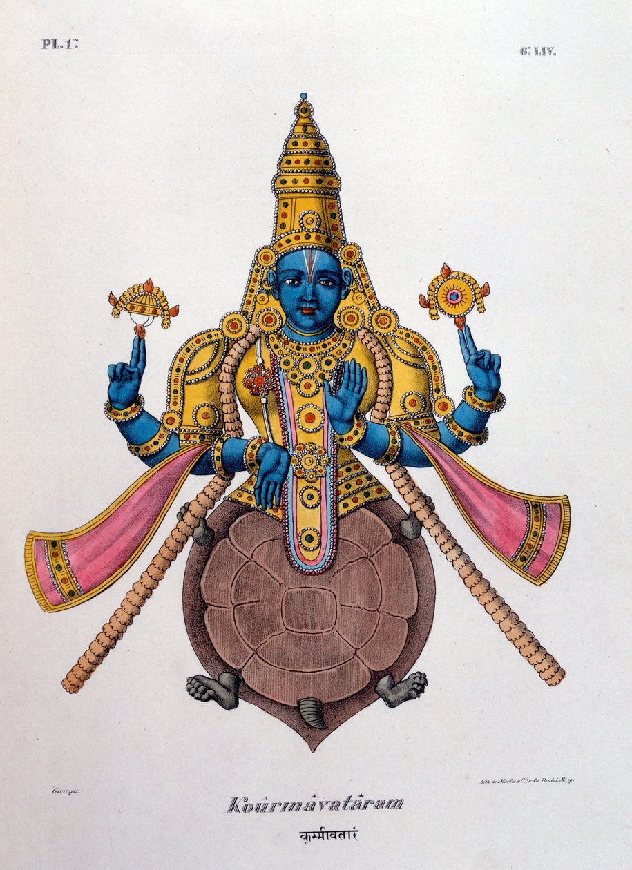 Wisznu, jeden z bogów hinduskiej trójcy trimurti, 1828 autorstwa Unbekannt