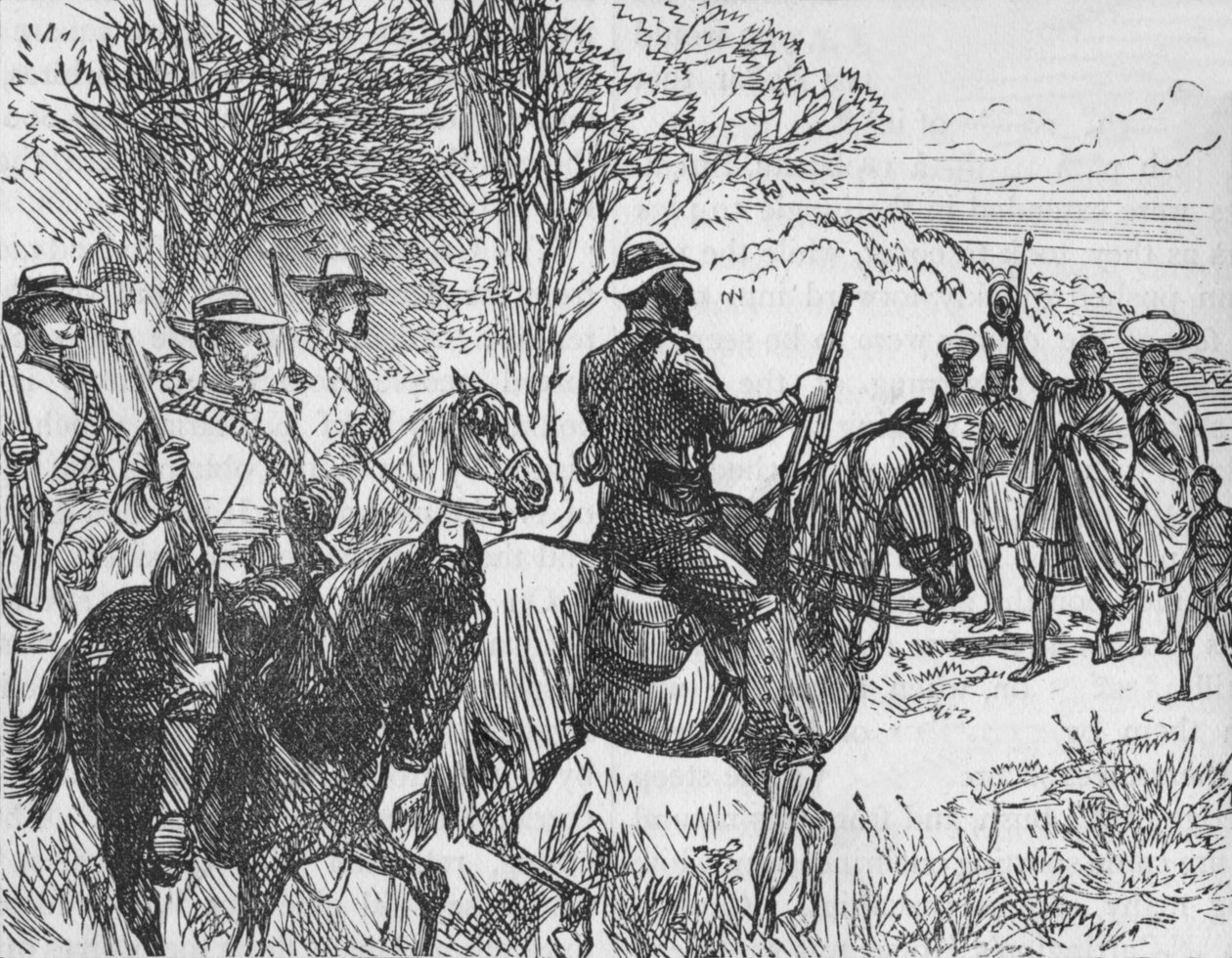 Wolontariusze spotykający lojalnego Kaffira i jego rodzinę, ok. 1880 r. autorstwa Unbekannt
