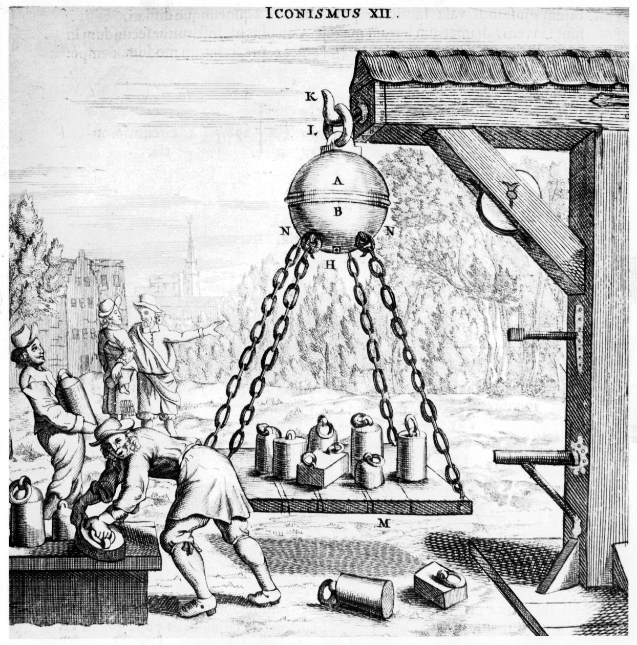 Demonstracja siły ciśnienia powietrza von Guerickesa, 1672 autorstwa Unbekannt