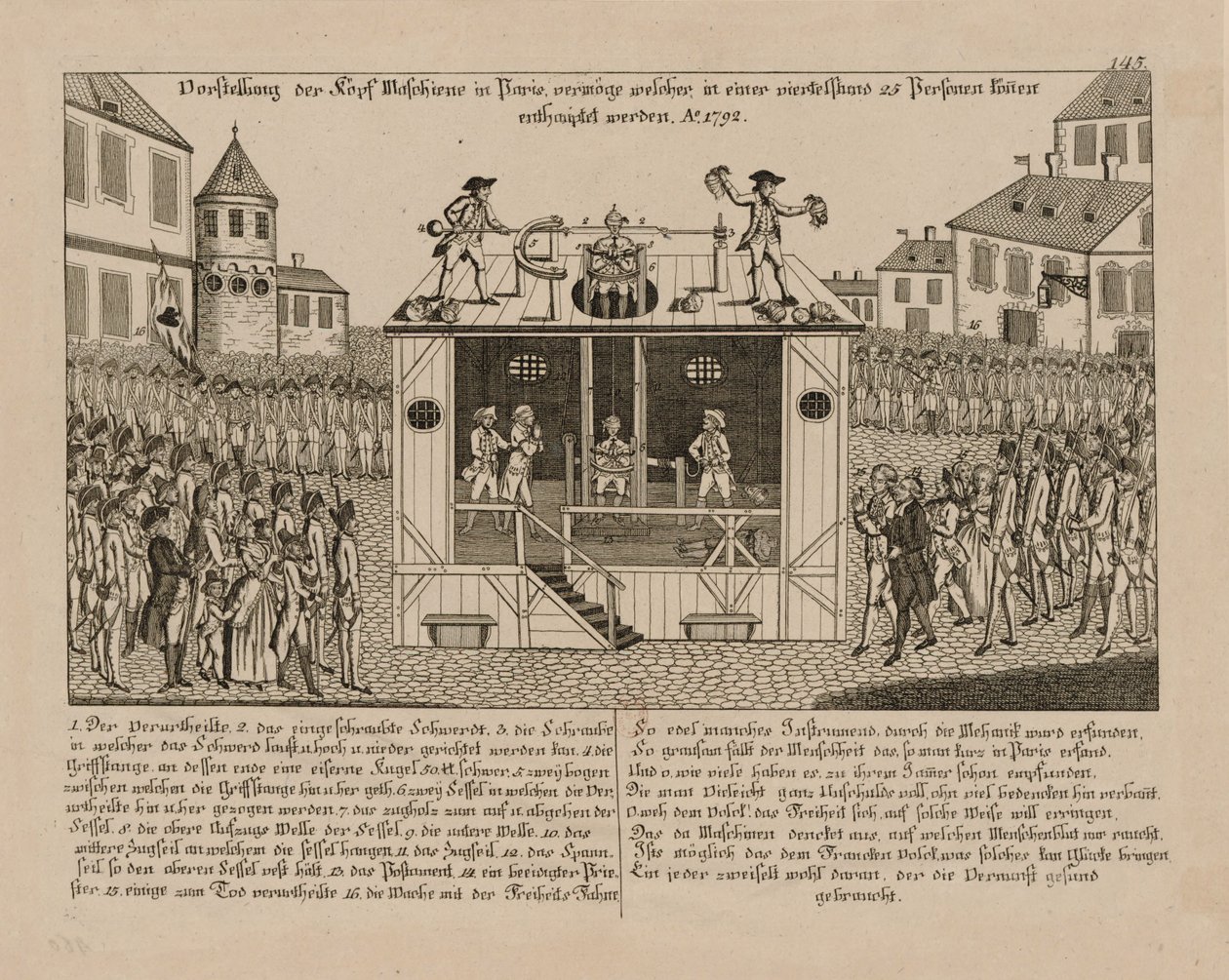 Prezentacja maszyny czołowej w Paryżu, 1792. autorstwa Unbekannt
