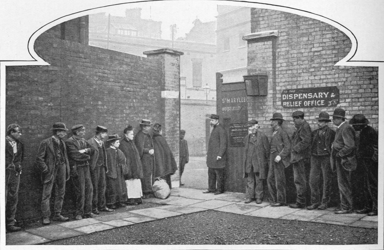 Oczekiwanie na przyjęcie do St Marylebone Workhouse, Luxborough Street, Londyn, c1901 1903 autorstwa Unbekannt