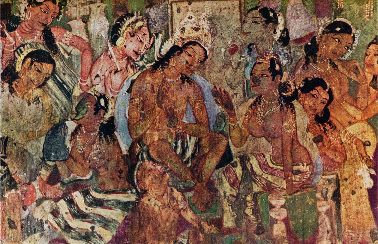 Malowidło ścienne z jaskiń Ajanta Raja Mahajanaka, c480 autorstwa Unbekannt