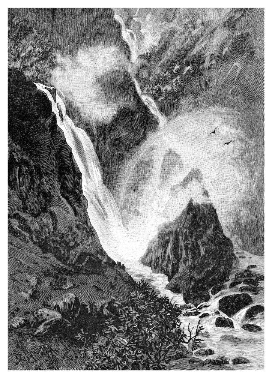 Wodospad Wallamumbi, Nowa Południowa Walia, Australia, 1886 r. autorstwa Unbekannt
