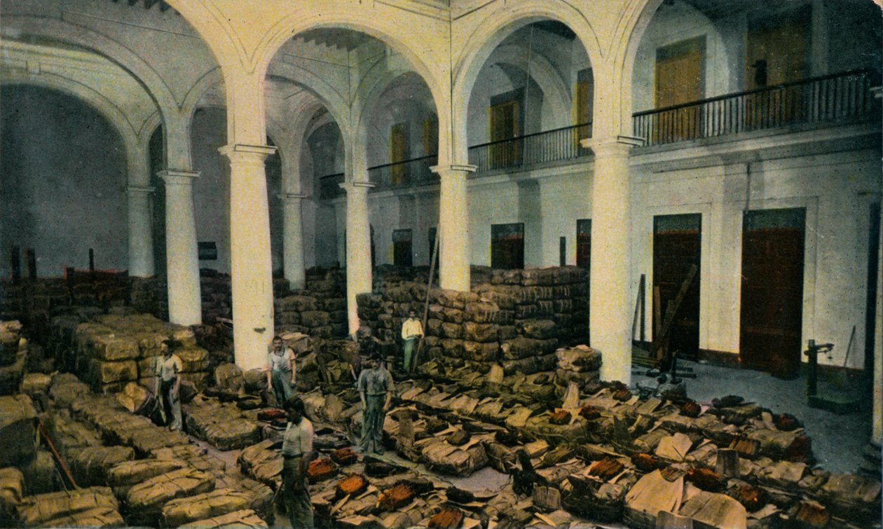 Magazyn tytoniu liściastego, Hawana, Kuba, ok. 1910 r. autorstwa Unbekannt