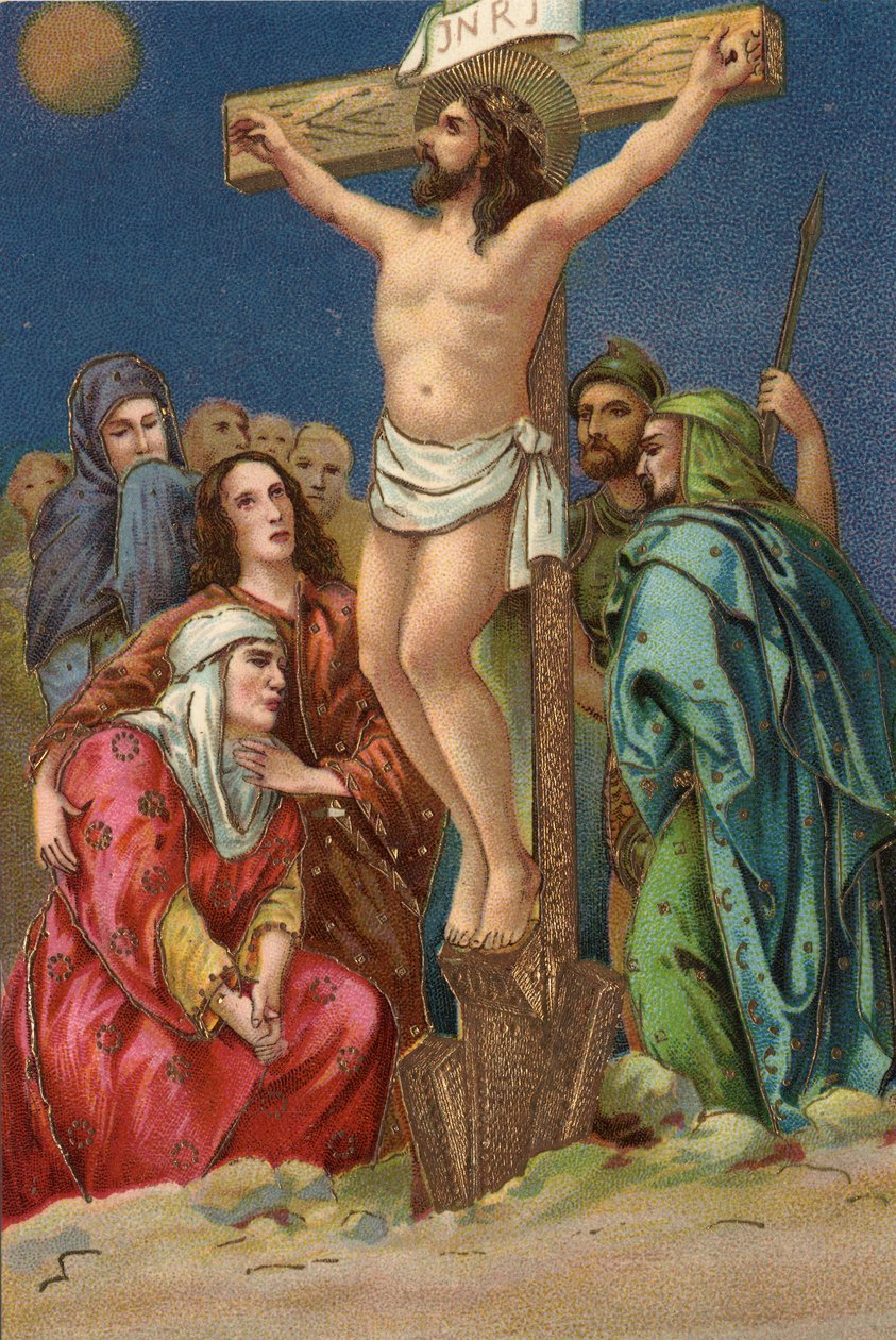 Droga Krzyżowa - via crucis - Droga Krzyżowa: ukrzyżowanie, stacja dwunasta, Jezus umiera na krzyżu Chromolitografia Zbiory prywatne autorstwa Unbekannt