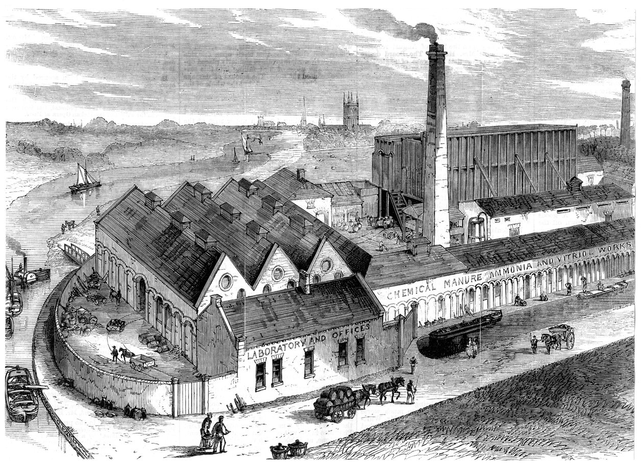 Fabryka chemiczna Webbs, Diglis, Worcestershire, 1869 autorstwa Unbekannt