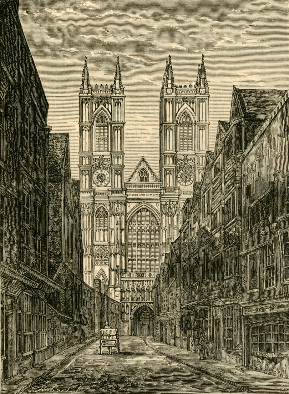 Zachodni Front Opactwa Westminsterskiego, od strony Tothill Street, 1881. autorstwa Unbekannt