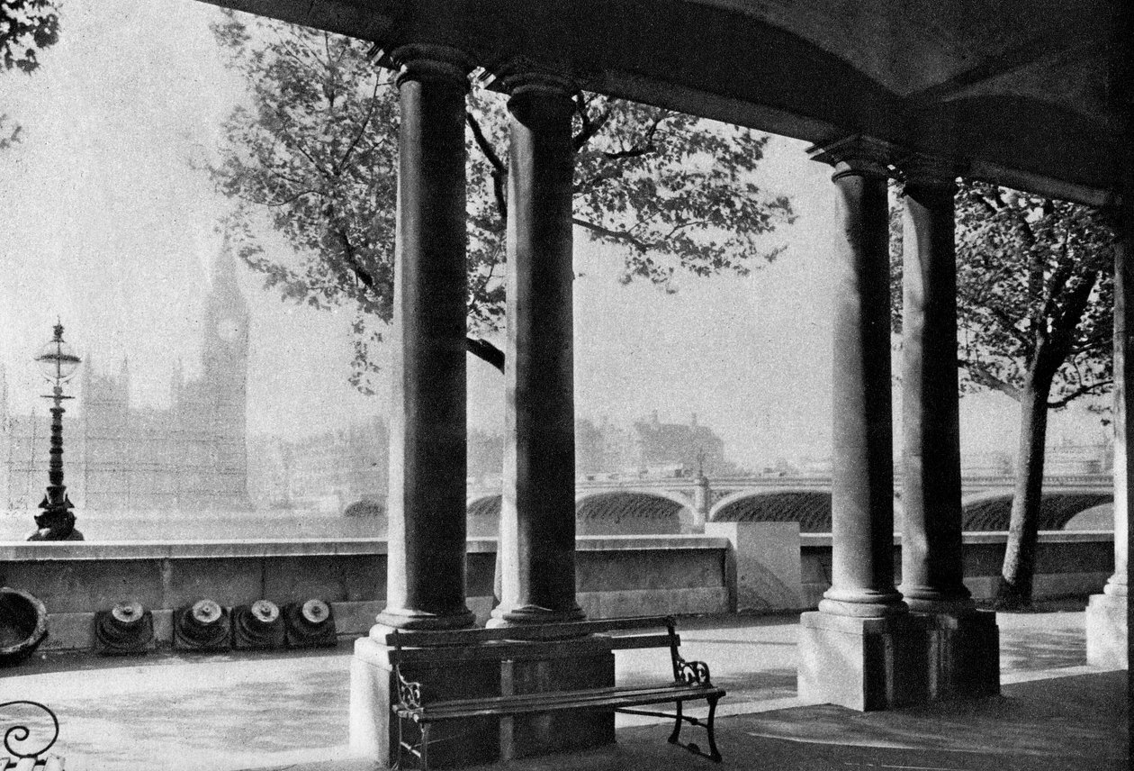 Westminster Bridge i Big Ben z tarasu szpitala St Thomass, 1926-1927 autorstwa Unbekannt