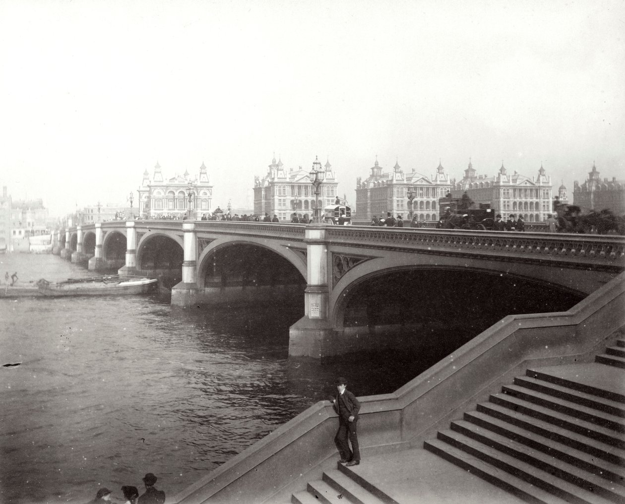 Westminster Bridge i St Thomass Hospital, Londyn, 1887 r. autorstwa Unbekannt
