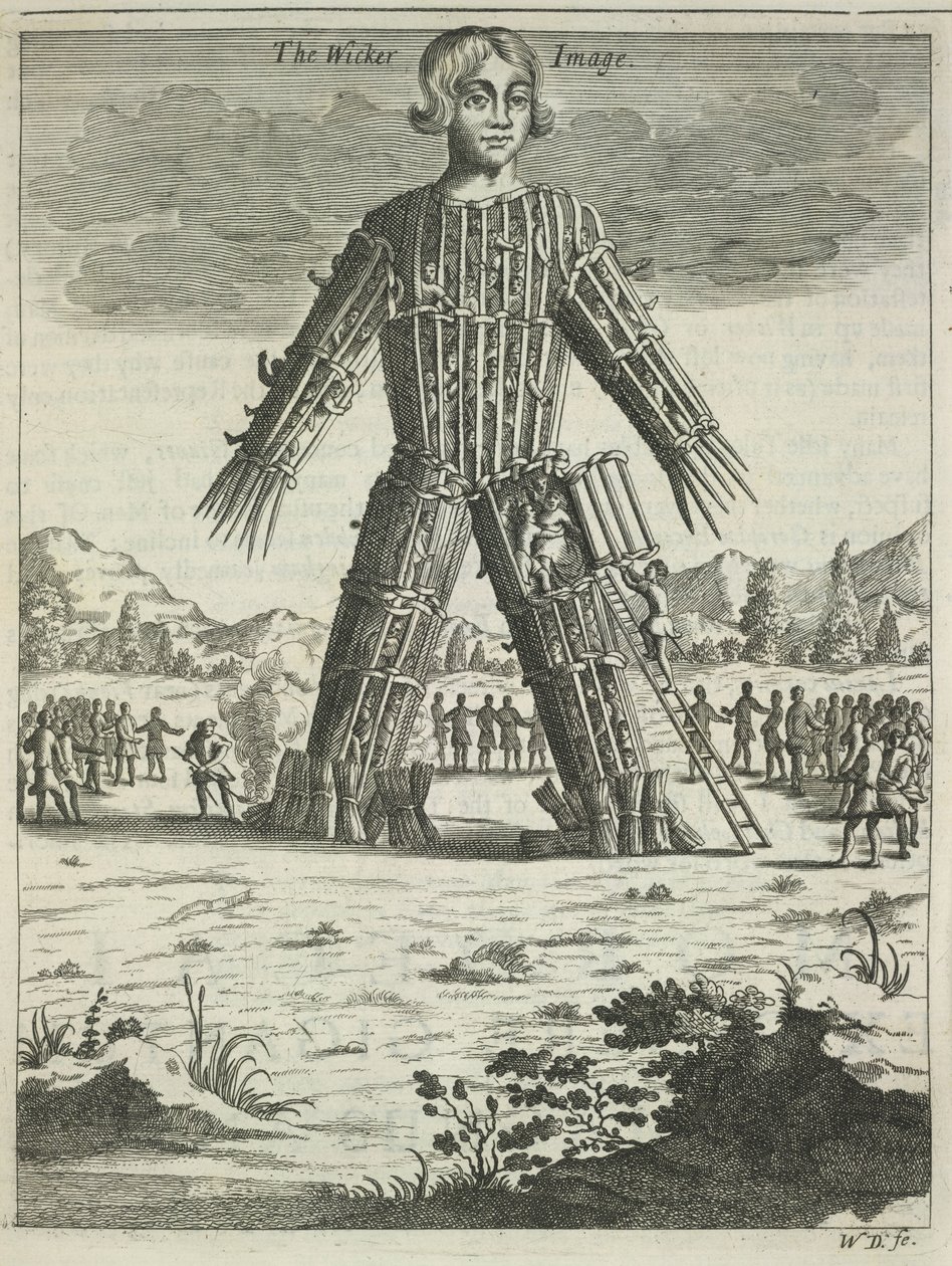 Człowiek z wikliny z Britannia Antiqua Illustrata autorstwa Aylett Sammes, 1676 autorstwa Unbekannt
